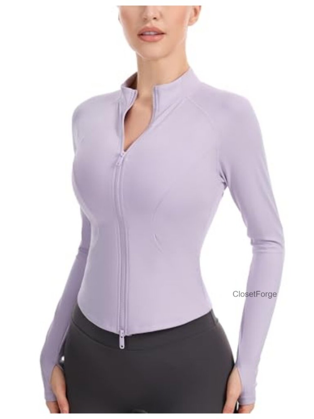 Women's Full Zip Athletic Jacket Slim Fit Thumb Holes